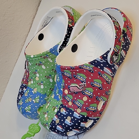 CROCS x Vineyard Vines HOLIDAY CHRISTMAS PATCHWORK CLOGS Size J4 - Picture 9 of 16